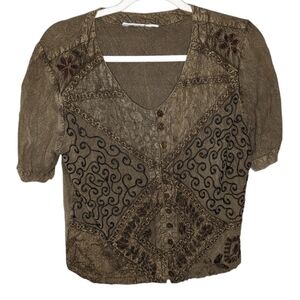 Y2K vintage Victorian Hippie Renaissance button up top size woman's medium